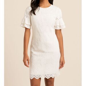 Trina Turk Eyelet Lace Flutter Sleeve Sheath Dress Size 4